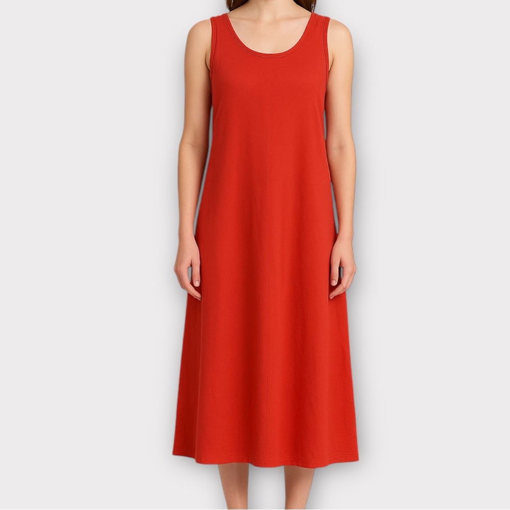 Elizabeth & James Women’s Dress XXL 2XL 100% Cotton Minimalist Midi Cosmic Lava
